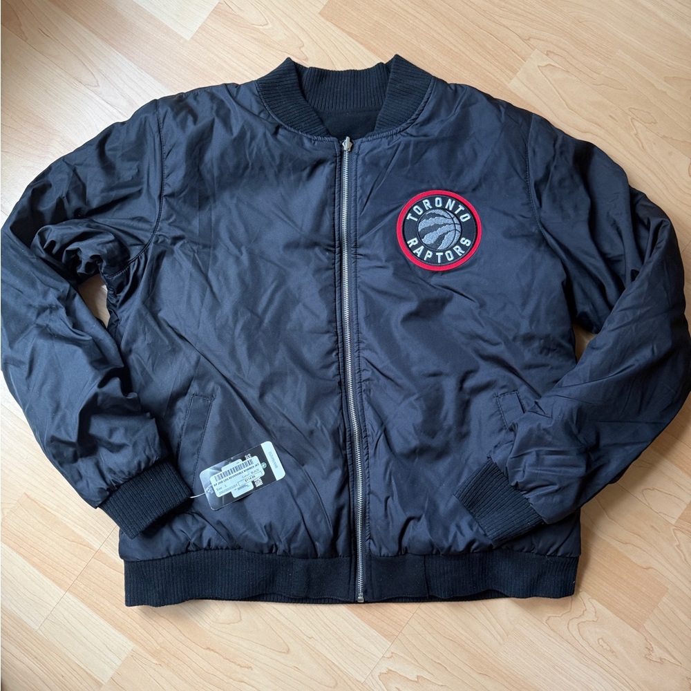 NBA Black Bomber Jacket with Red & White Toronto Raptors Patch